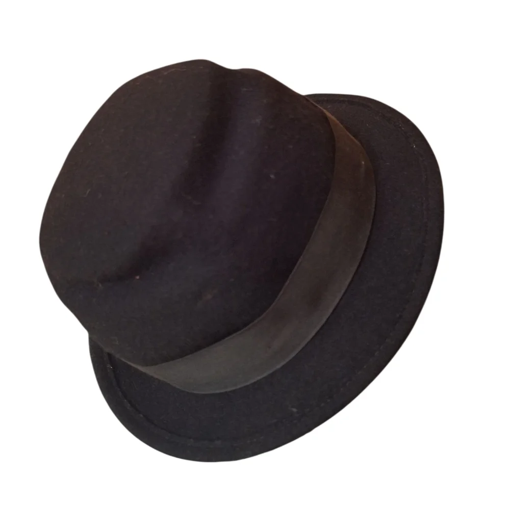 Hats In The Belfry Black Fedora Hat 100% Wool Ladies Small ART TEACHER ARTIST